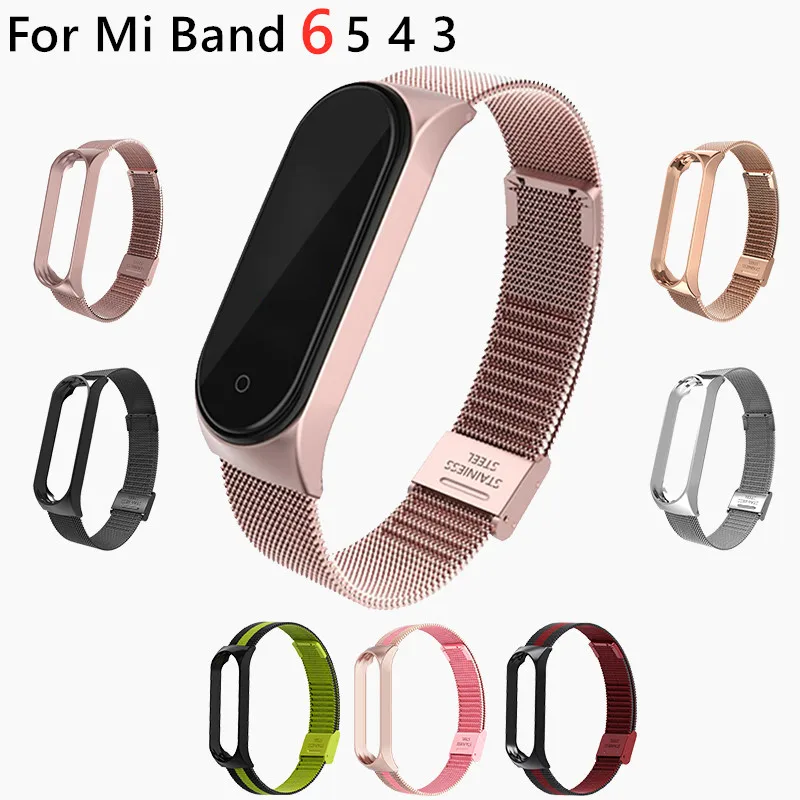 

Металлический браслет Mi band 6 5 4 3 для Xiaomi Mi Band 3 4 5, Безвинтовой браслет Mi Band 6 5, браслет на запястье Mi band smart Band4 стальной
