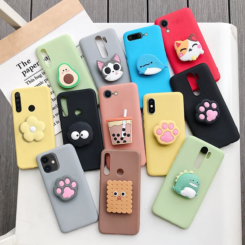 3D silicone cartoon phone holder case for iphone  12 11 pro max / for iphone x xr xs max 6 7 8 plus 6s 5s se 2020 stand cover