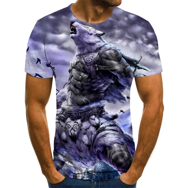 

2020 new beast T-shirt street wear tiger 3D men's short-sleeved summer fashion shirt hip-hop round neck men's