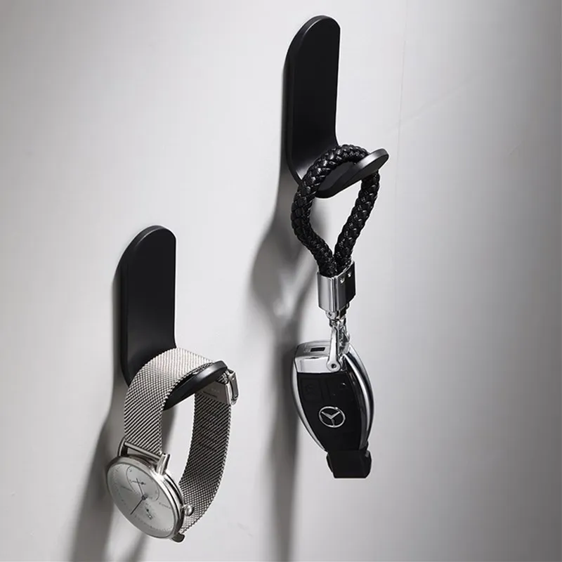 

LIUYUE Single Hooks Black Aluminum Bathroom Towel Hook Door Hooks Kitchen Free Of Nail Wall Adhesive Robe Hooks Hardware