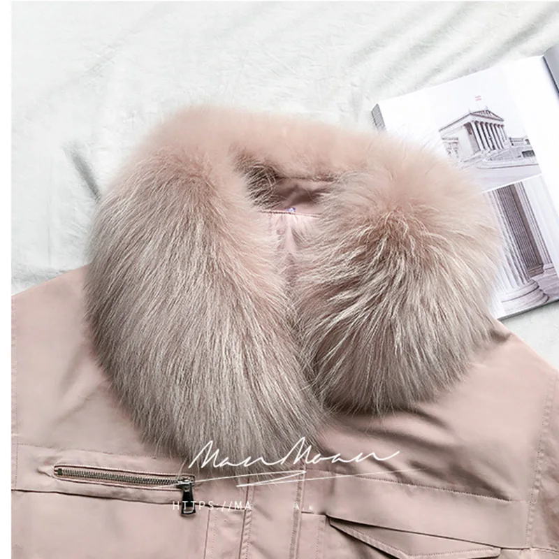 Real Rex Rabbit Fur Liner Parka Coat 2020 New Winter Jacket Women's Long Removable White Raccoon Fur Collar Korean Oversize