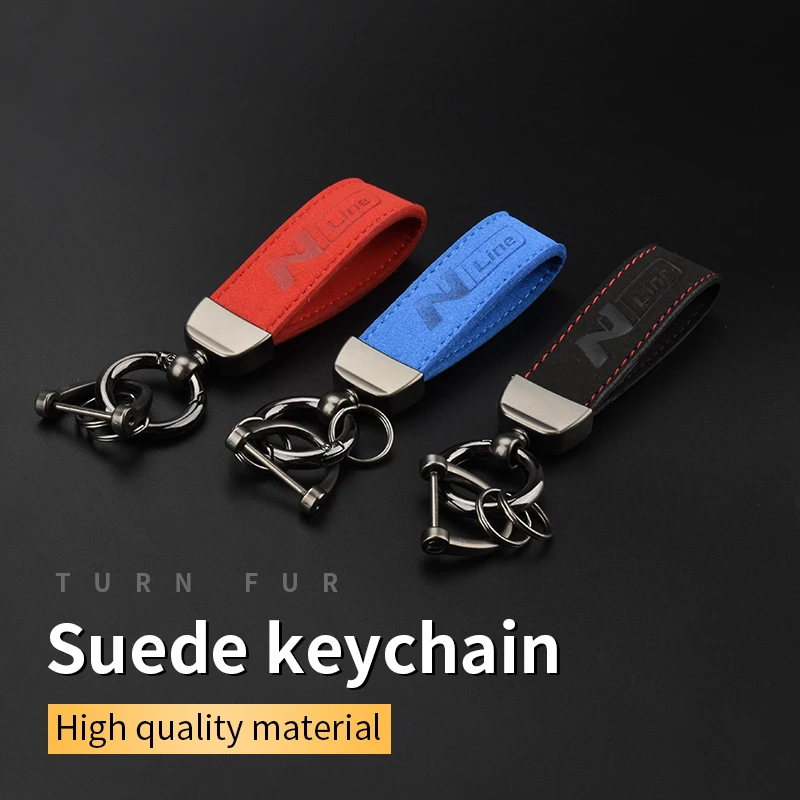 Замшевый брелок с логотипом ключевой ремень N Line для Hyundai Tucson Sonata Creta Solaris Elantra Accent