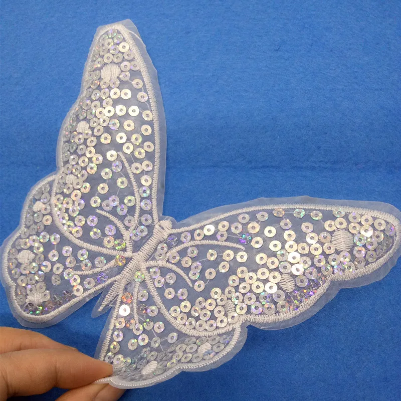 Большая вышитая бабочка с блестками sizeLACE задней клейкой кружевной аппликацией