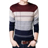 cotton thin mens pullover sweaters casual crocheted striped knitted sweater men jersey clothes
