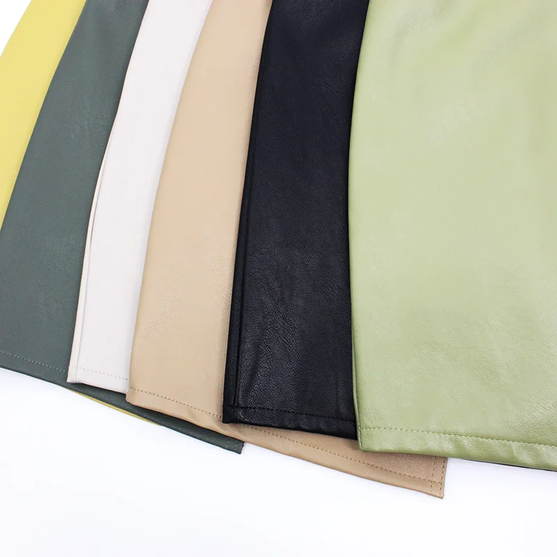 Женские зимние юбки с поясом на молнии прямые мини-юбки из искусственной кожи