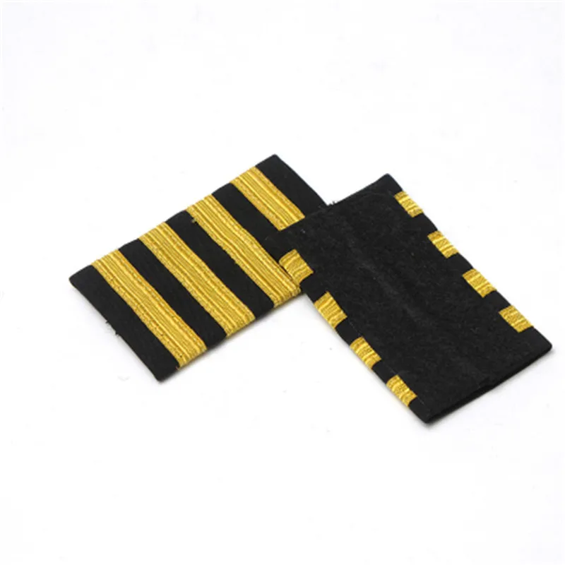 Four Bars Четыре золотых бара авиалиний пилот Epaulets капитан Наплечные доски Insignia Ползунки Хэллоуин косплей эполет для пилота - Цвет: Four Bars