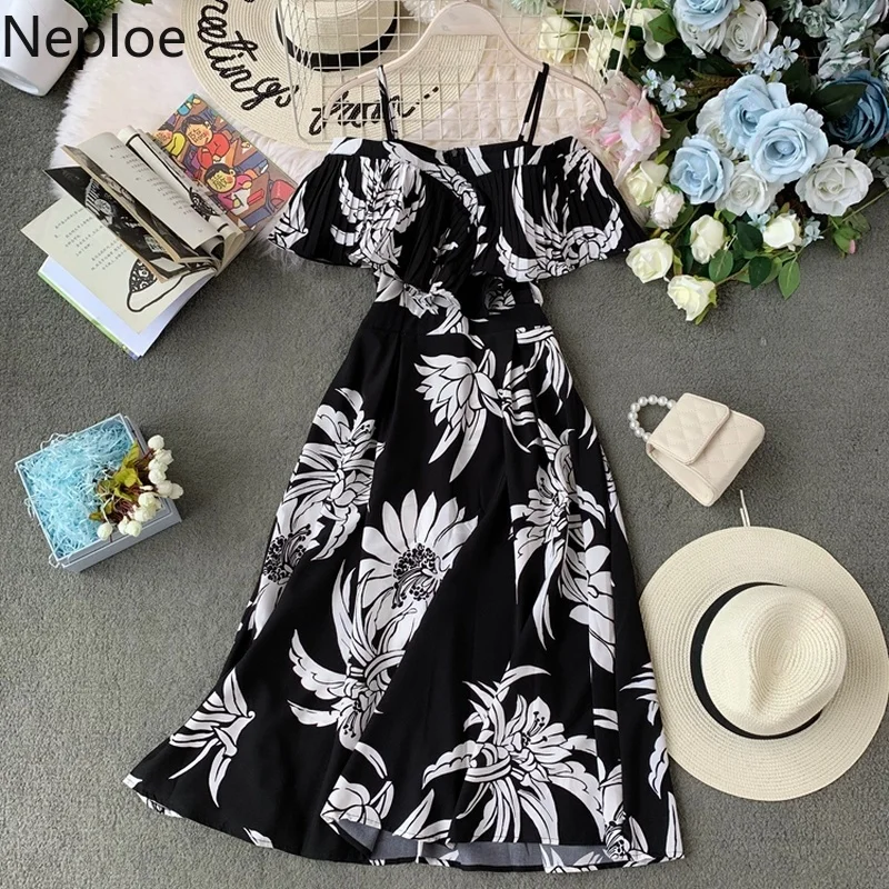 Платье Neploe женское с цветочным принтом пикантный Топ без рукавов воротником