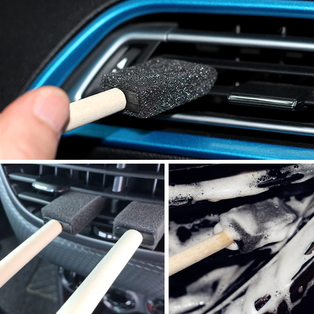 

5pcs Auto Detailing Sponge Brush Mini Automotive Air Conditioner Vent Brush Dust Cleaner Car Air Conditioner Grille Cleaner tool