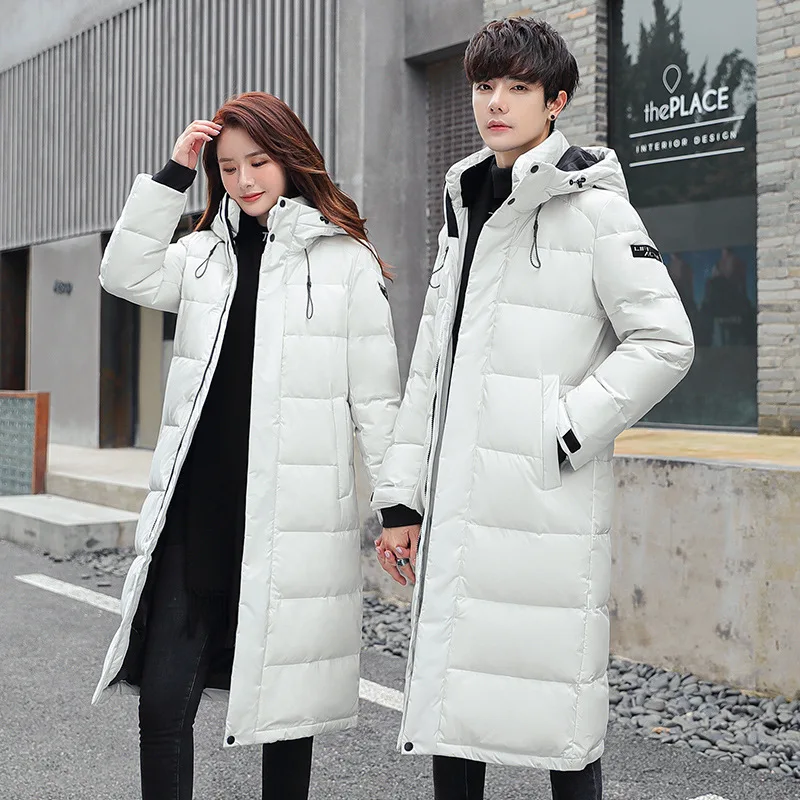 

Winter 2021 New Men's Down Jacket In The Long Hat Thickening Over The Knee Coat Men's Casual Lovers The Same Style