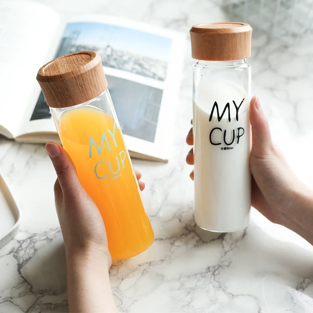 300 мл стеклянная бутылка для воды с фильтрацией чая крышка из древесного зерна PP