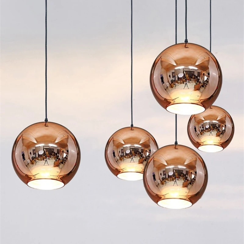 Современный подвесной светильник Медь цвет серебристый Золотой Стекло