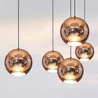 Современный подвесной светильник Медь цвет серебристый, Золотой Стекло Гальваника мяч подвесной светильник Освещение в помещении светильник ing Ресторан Гостиная светильник Инж