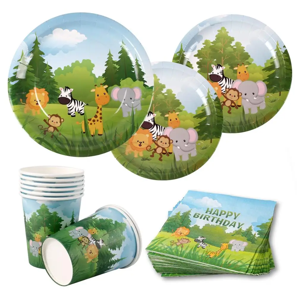 PATIMATE одноразовая посуда джунгли День Рождения украшения Дети для вечеринки в
