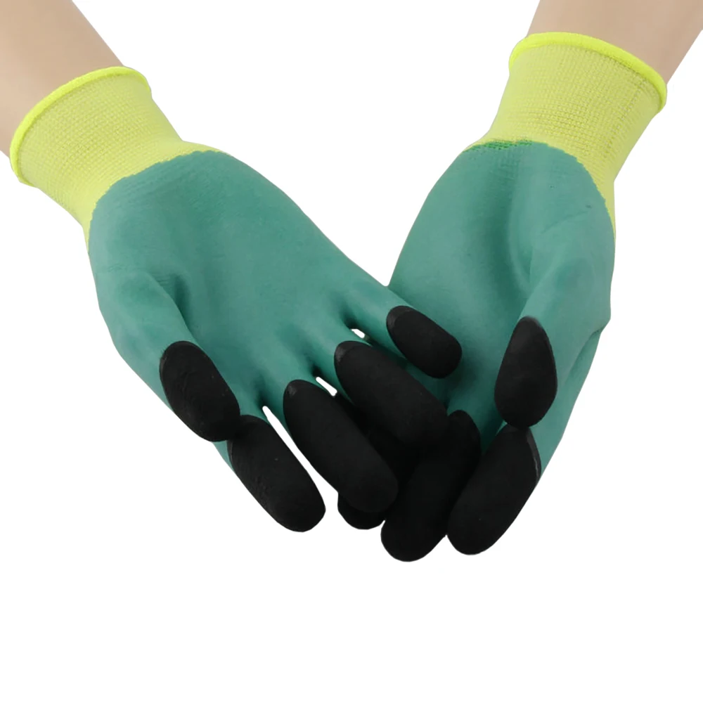 1 пара разноцветных нейлоновых нескользящих износостойких латексных перчаток