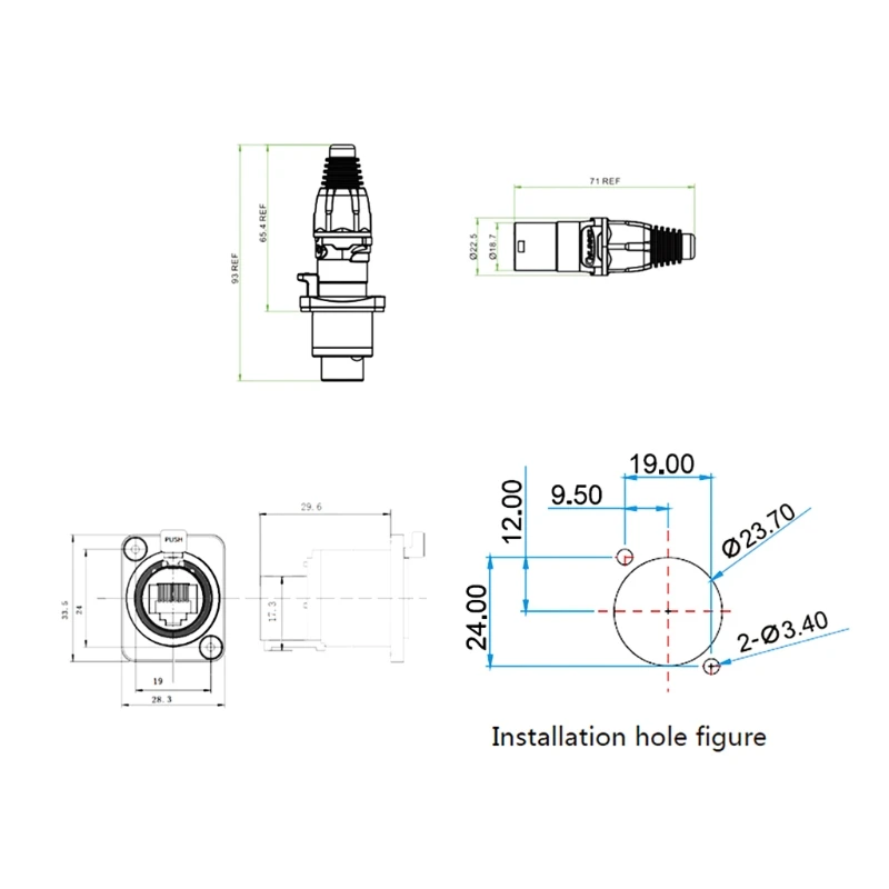 1 комплект водонепроницаемый IP65 RJ45 штекер+ гнездовой разъем монтажная панель RJ45 сетевой Ethernet разъем адаптер 8PIN 8P8C