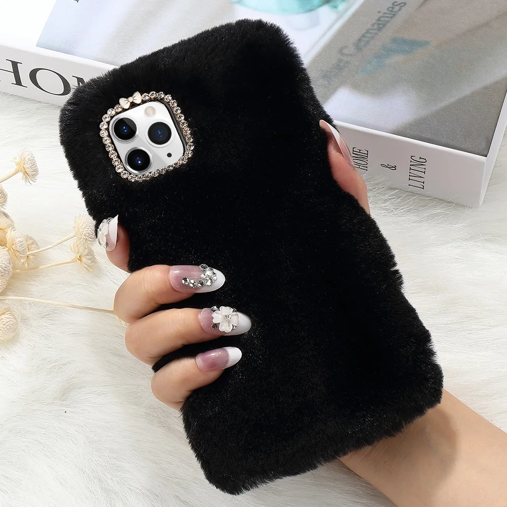 Чехол LAPOPNUT для IPhone 11 Pro Max X XR Xs 8 Plus 7 6S 6 5 SE Силиконовый Мягкий Пушистый Плюшевый