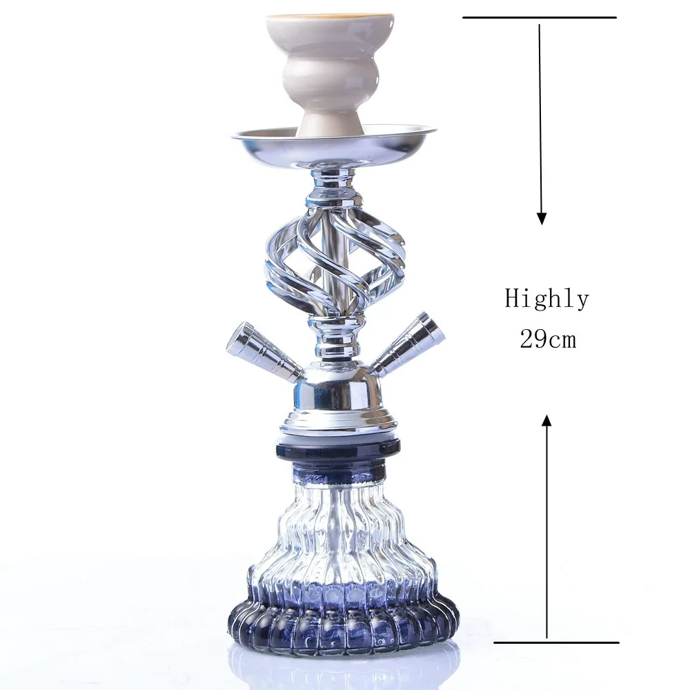 Glass Hookah Set Portable Shisha Pipe with Double Hoses Ceramic Tobacco Flavors Bowl Charcoal Tongs Accessories |