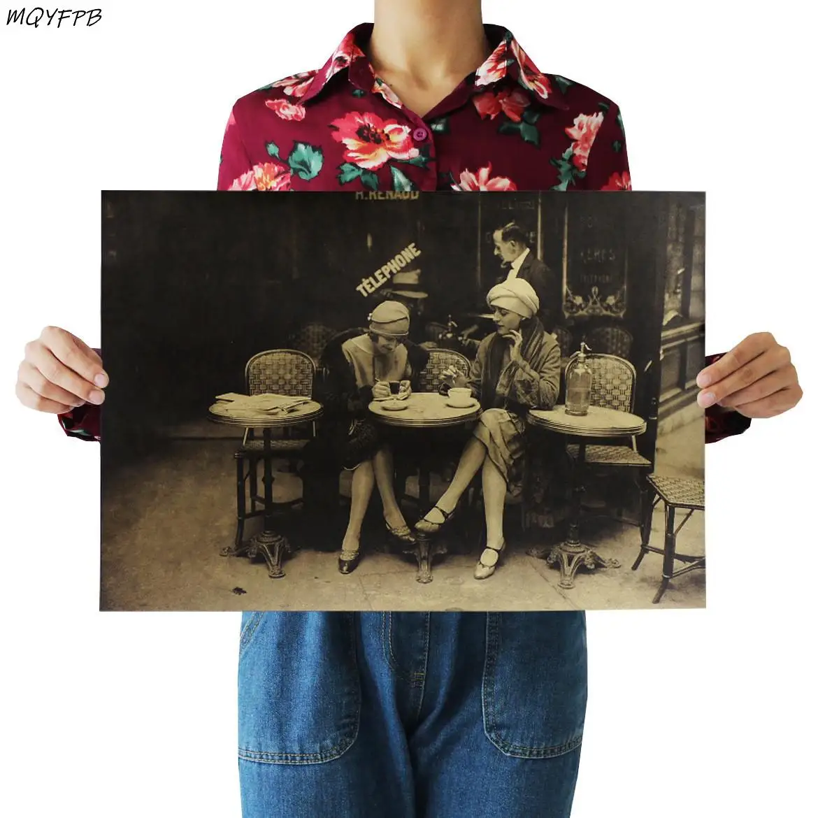 Крафт-бумага с открытым небом кафе в Париже напоминающий постер украшение для