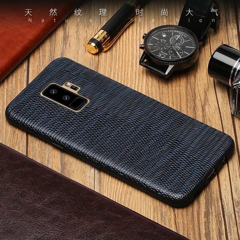 

Genuine Leather Phone Case For Samsung Galaxy S8 S9 Plus Case Lizard Texture Back Cover For S7 Edge A5 A7 J3 J5 J7 2017 Cases
