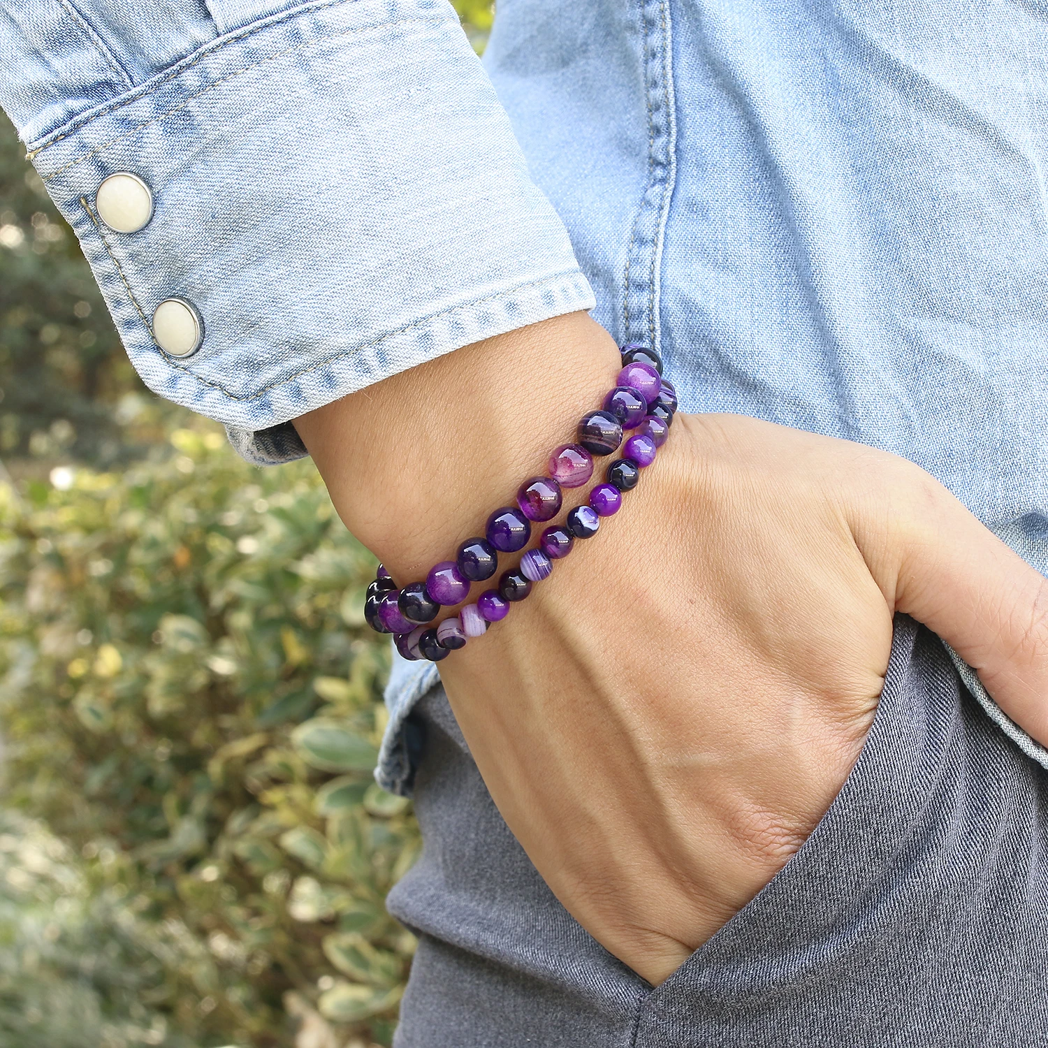 Fashion Purple Onyx Bracelets for Women Buddha beads Bangle Ethnic Accessories Men Bracelet Valentine's Day Gift | Украшения и