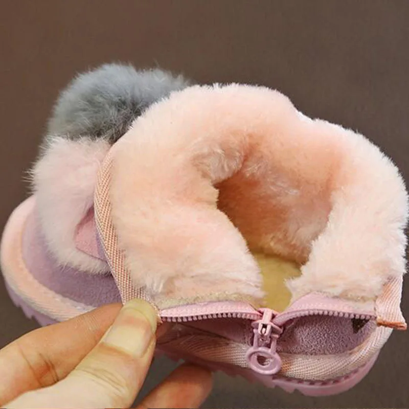 Кожаные детские сапоги зимняя обувь для девочек с бархатным утеплителем зимние