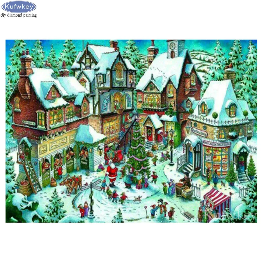 Новинка бриллиантовая мозаика Рождественская Алмазная вышивка House Snow scene Набор