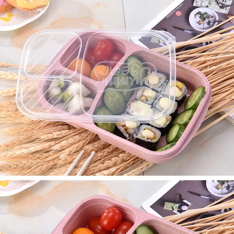 

Food Box Food Grade Wheats Straw Fiber Temperature Resistant Grid Square Food Box MDJ998
