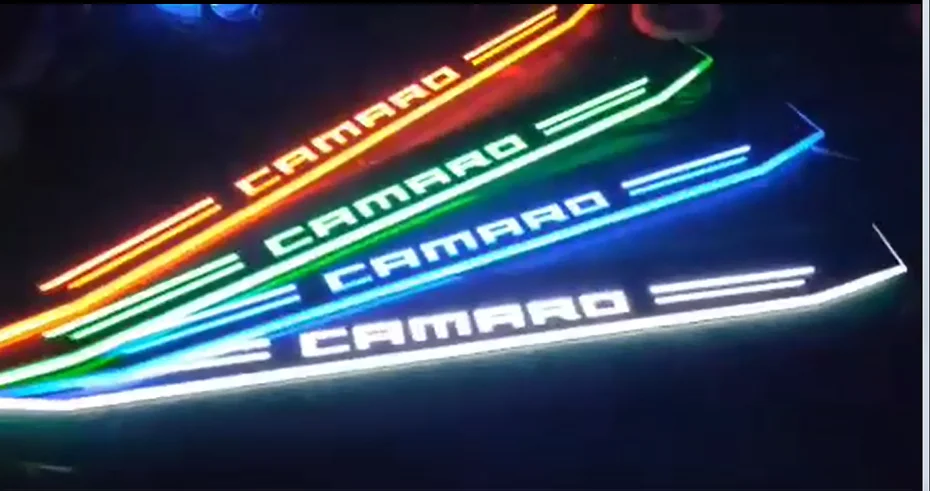 

RQXR led door scuff for Chevrolet camaro dynamic door sill plate flat lining overlays welcome fixed light, 4pcs