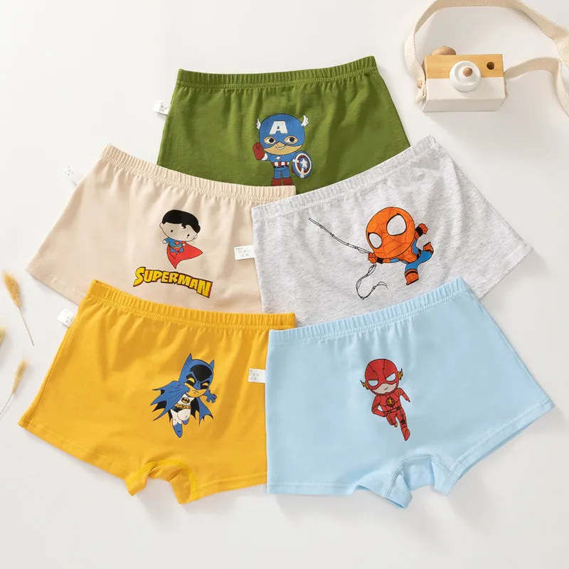 Милые детские хлопковые трусы с принтом человек паук и Железный из мультфильмов