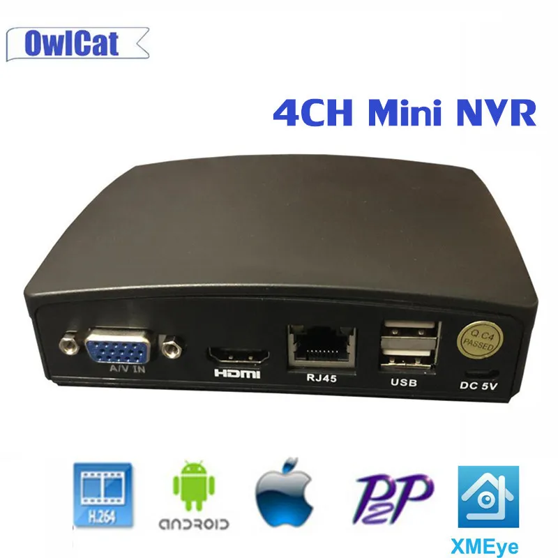 Камера видеонаблюдения OwlCat 4 канальная NVR H.264 Сетевая видеокамера мини камера 1080P