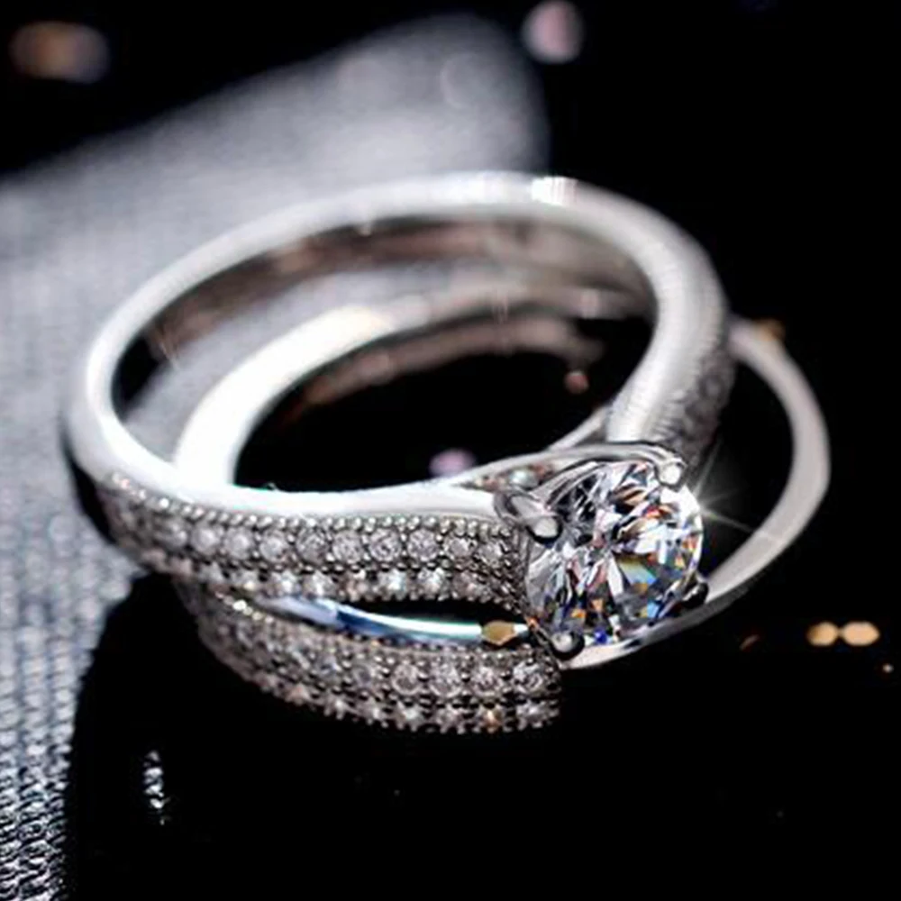 Женское роскошное белое свадебное кольцо набор модных серебряных украшений 925