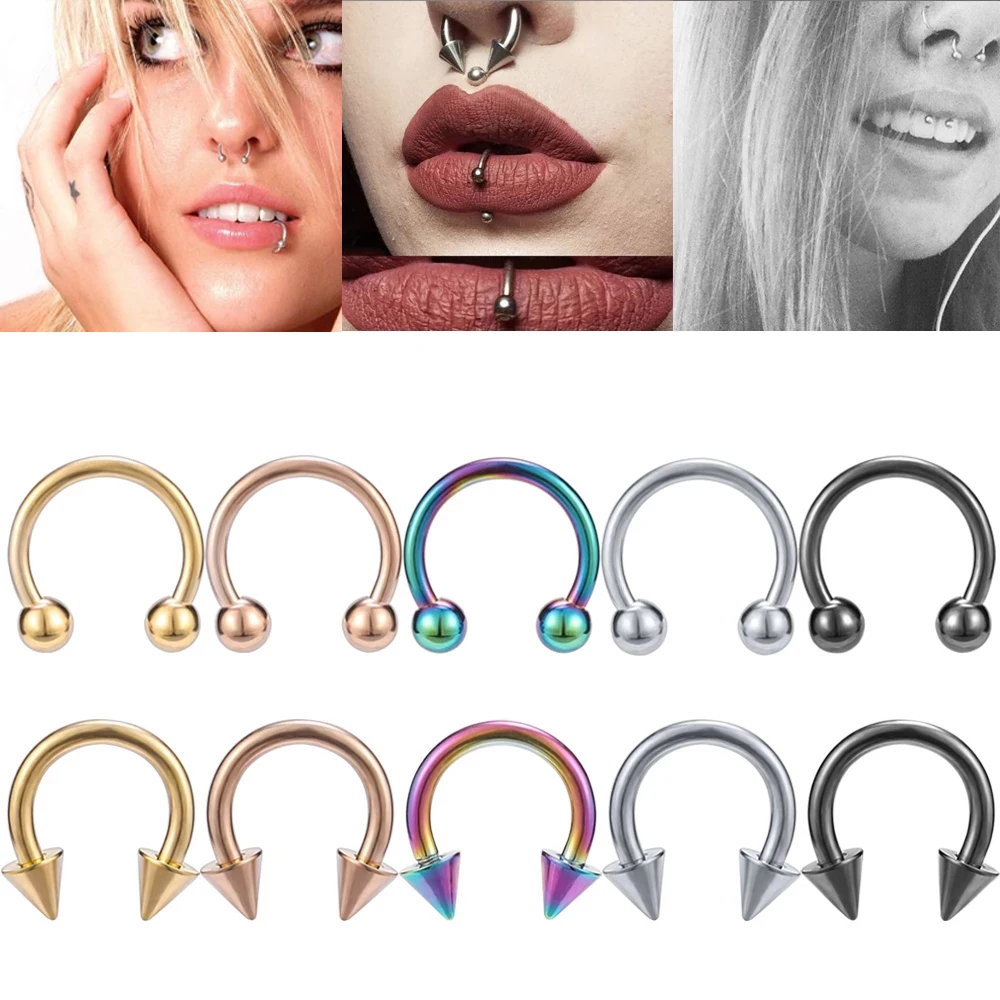 

5 Pcs/lot Stainless Steel Nose Ring Spike Nose Piercings Helix Ear Piercing For Women Men Septum Rings Body Piercing Jewelry