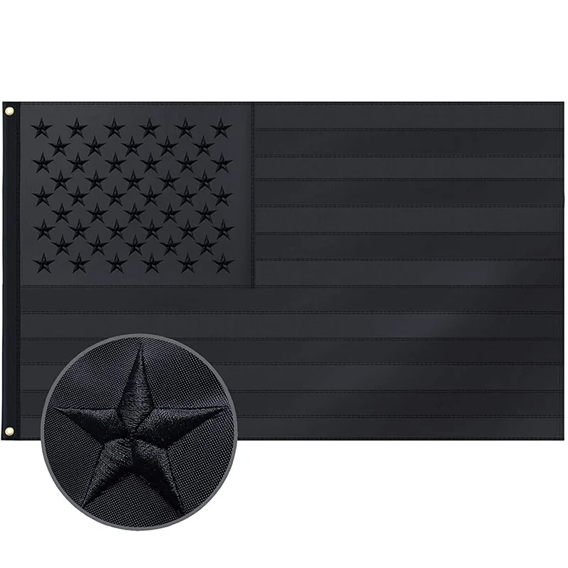 Вышитый Флаг все черные американские флаги 3x5 футов наружные вышитые звезды