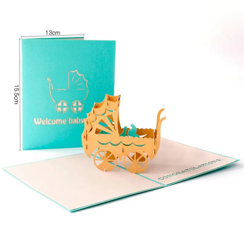 

3D Laser Cut Handmade Carving Newborn Baby Party Paper Invitation Greeting Cards PostCard Baby Boy Girl Birthday Creative Gift