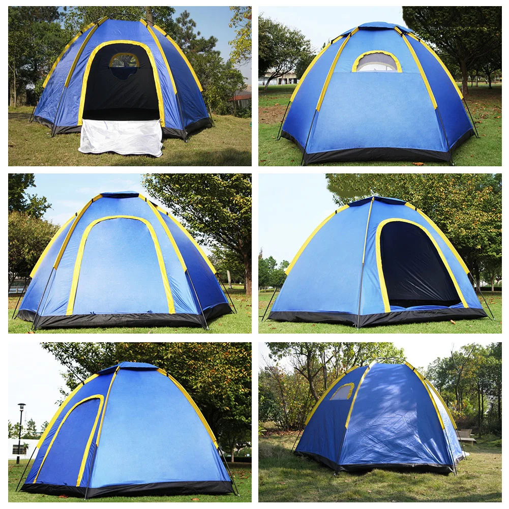 

Hexagon waterproof outdoor camping tent, high quality Oxford canvas travel tent, durable fiberglass poles