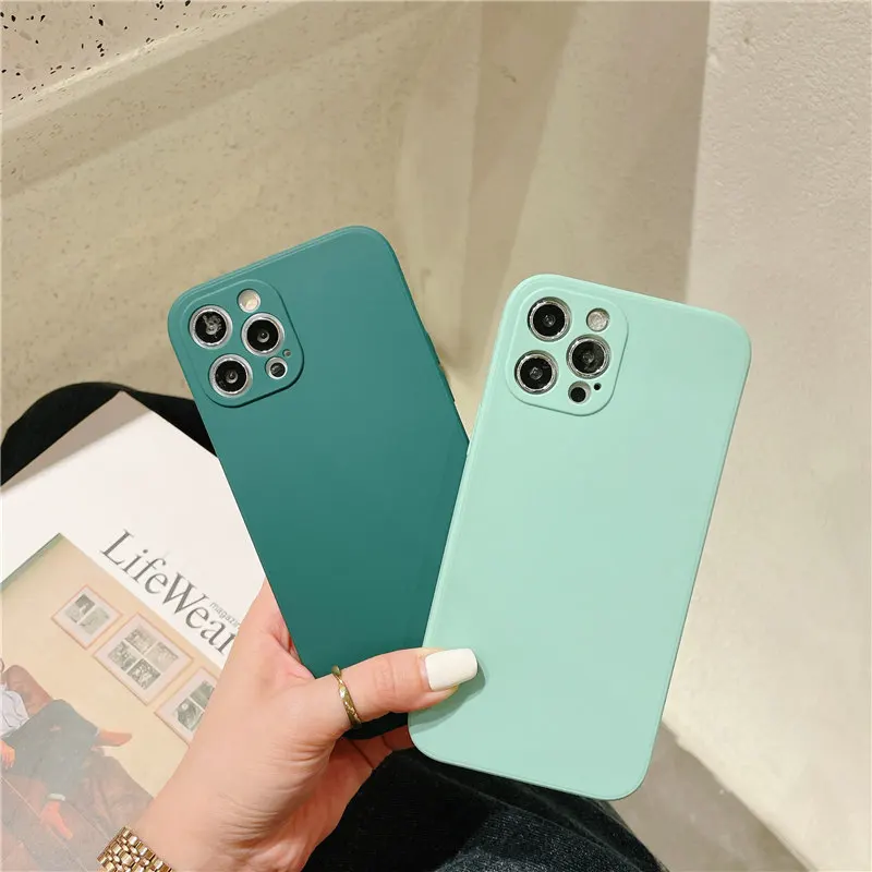 Роскошный мягкий квадратный чехол из жидкого силикона для OPPO Realme XT C11 C15 с