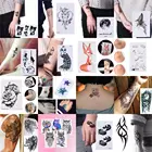 Временные татуировки с изображением лисы, кота, совы, волка, на теле для женщин, мужчин, Льва, лошади, цветка, поддельные татуировки, водонепроницаемые татуировки, наклейка