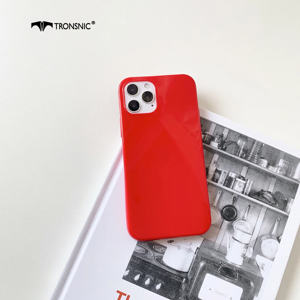 iphone 12 pro leather case Candy Plain Glossy White Phone Case for iPhone 12 Pro Max Soft Black Red Shiny Luxury Case for iPhone 12 Mini Simple Green Cover iphone 12 pro case
