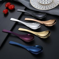 1pcs deepen and thicken 304 stainless steel spoon childrens meal spoons colorful suop food spoons tableware 3 size to choose