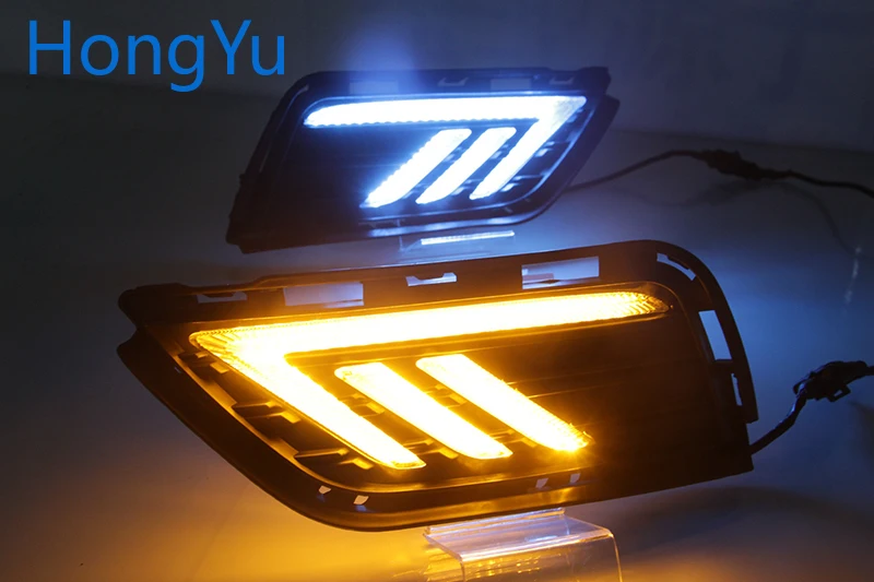 LED DRL For Roewe RX5 2016 2017 2018 2019 Daytime Running Lights Fog Lamp Cover with Yellow Turn Signal Functions | Автомобили и