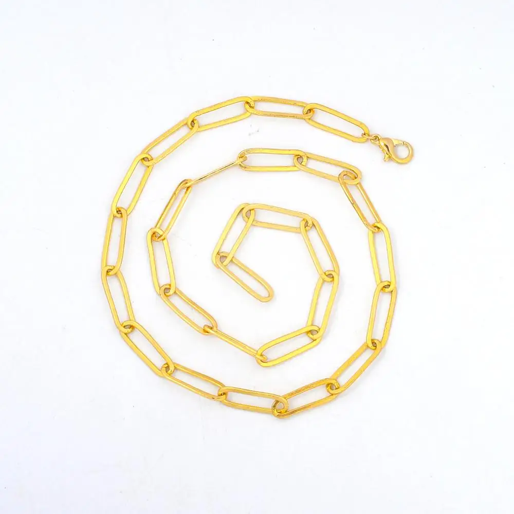 

Gold Plated Dainty Rectangle Oval Link Chain Necklace Choker Flat Paperclip Necklace Jewelry for Women Girls