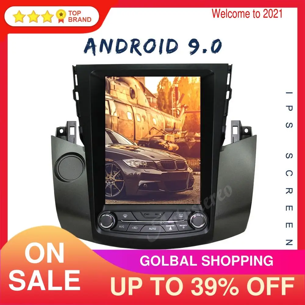 Автомобильный мультимедийный плеер Tesla Style 6 ядер Android 9 0 GPS навигация для Toyota RAV4 2006