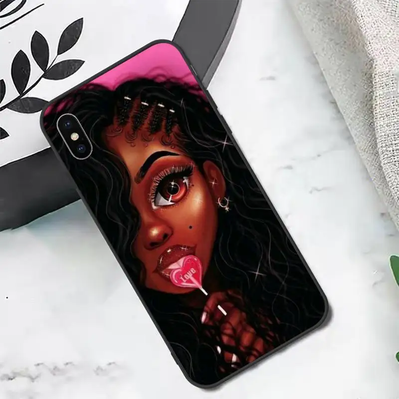 

Fashion Black Girls Phone Case for iPhone 11 12 pro XS MAX 8 7 6 6S Plus X 5S SE 2020 XR mini