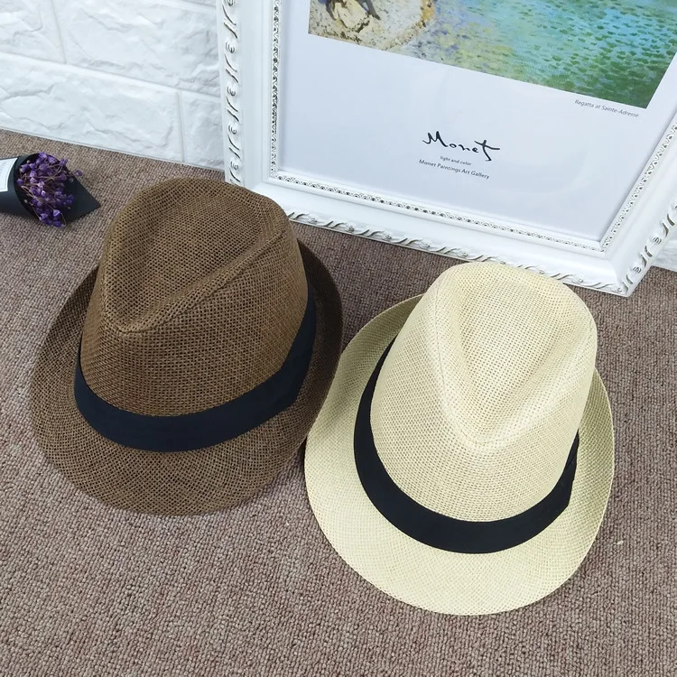 Модные шляпы для мужчин и женщин Панама соломенный джазовый головной убор