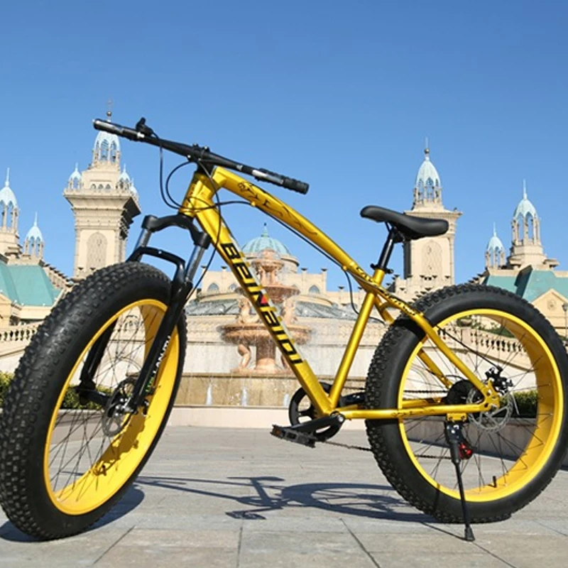 Горный велосипед 4,0 fat tire велосипедный двойной дисковый тормоз пляжный велосипед Снежный велосипед светильник из высокоуглеродистой стали горный велосипед
