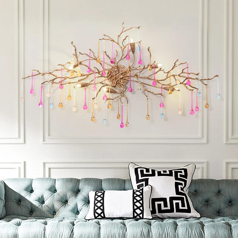 

Художественный вентилятор, медный настенный светильник для гостиной, филиал, оригинальное искусство, украшенный кристаллами, прихожая, лам...