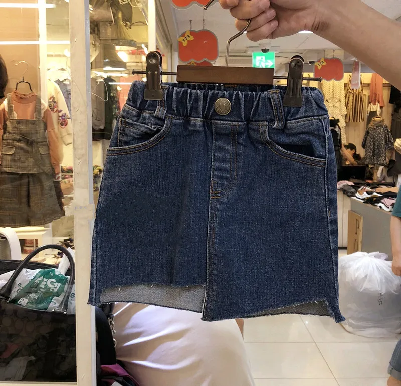 Детская джинсовая юбка модная Корейская принцессы с эластичным поясом для
