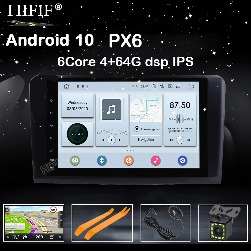 Автомобильный мультимедийный плеер DSP 2 Din PX6 Android 10 для Mercedes/Benz/GL ML CLASS W164 ML350 ML450 ML500