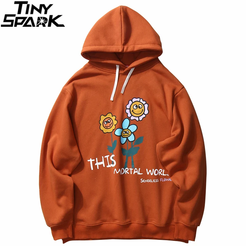 

2021 Харадзюку толстовка с капюшоном с принтом подсолнуха Мужская Уличная Хип-Хоп Толстовка Пуловер хлопковая толстовка с капюшоном флисова...