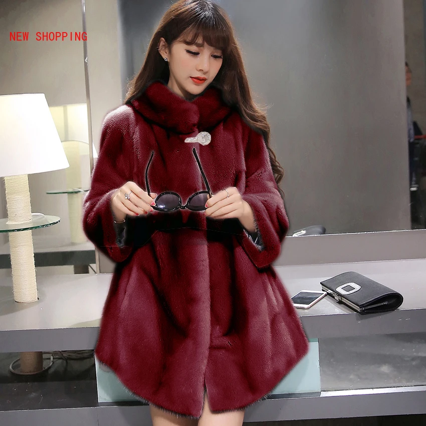 Warm Thick Mink Fur Jacket Coats Winter Faux Fur Coat Women Elegant Quality Korean Fashion Long Sleeve Overcoat Chaqueta Mujer